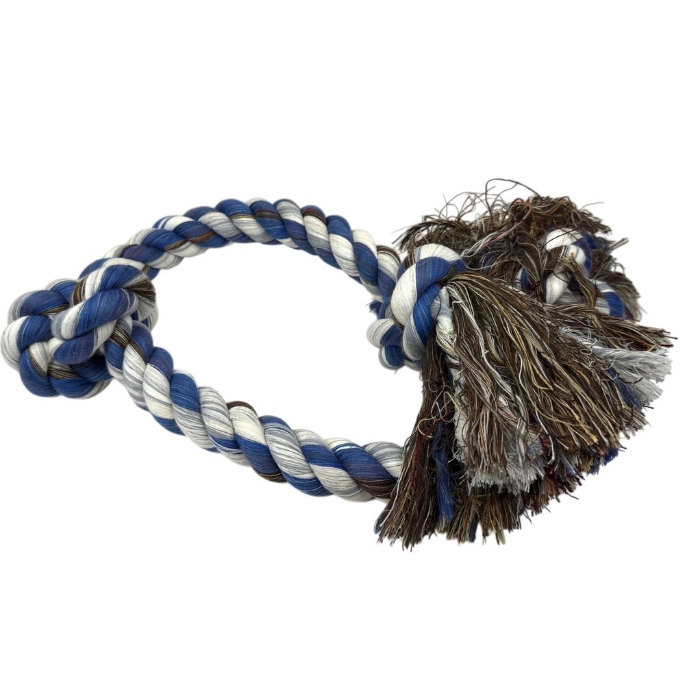 Flossy Durable Braided Cotton Rope Dog Toy Chew Tug Knot for Medium Large Dogs